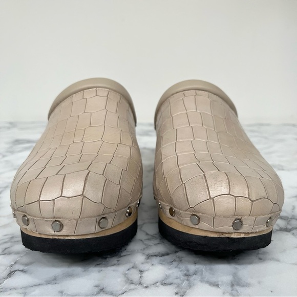 M Gemi Clogs Greta Croco Printed Leather Stone Woman’s Size 41 U.S 10 - Picture 3 of 14